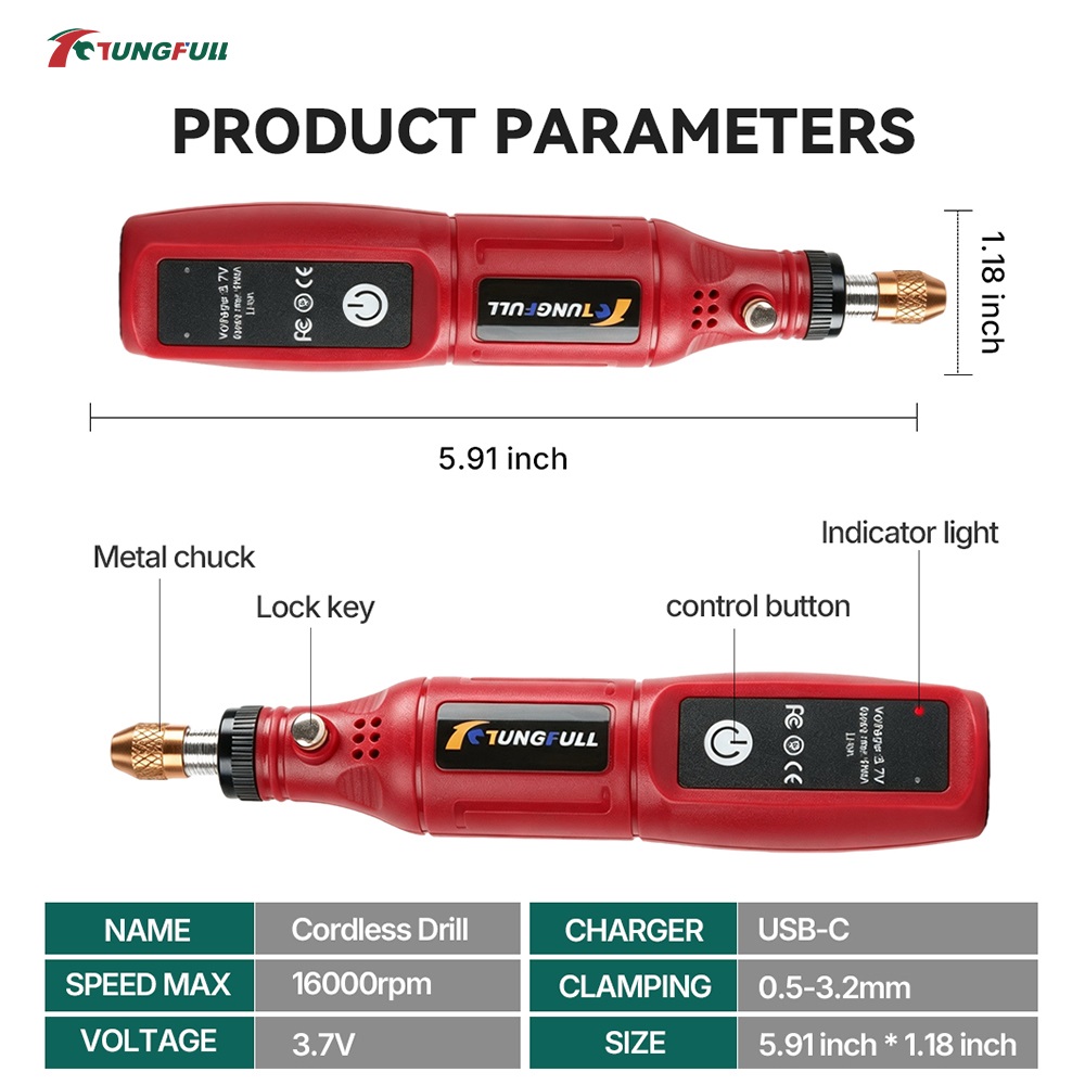 TUNGFULL 3.7V Alat Rotary Tanp - Jewelry Making Drill ulasan dan harga